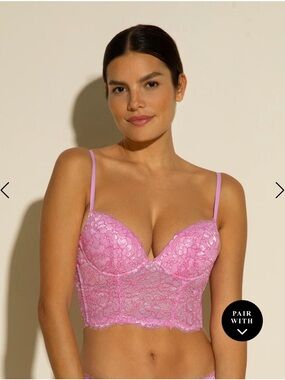 Cosabella Pink Lace Longline Underwire Bralette Top